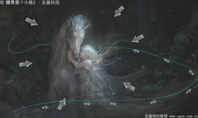 马年贺图插画教程《夜の风》